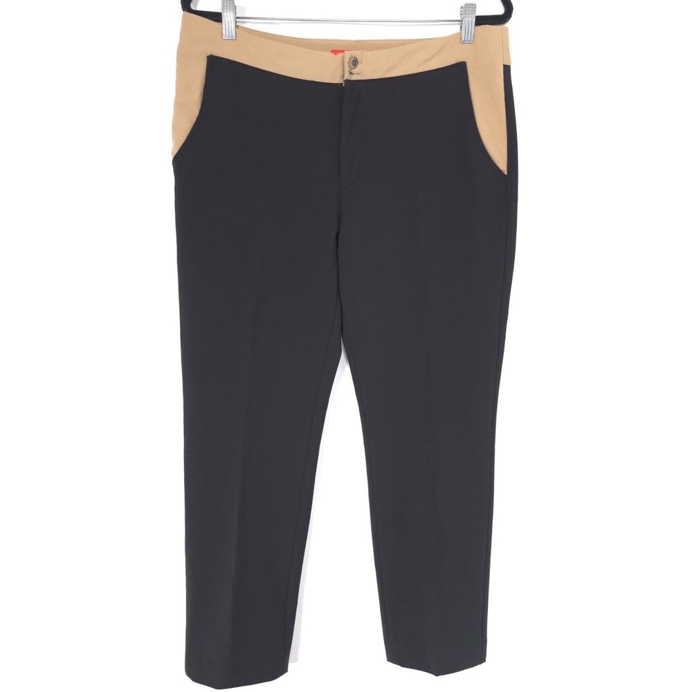ANTHROPOLOGIE CARTONNIER Women’s Pants 12 Colorblock Ankle Black Beige Casual
